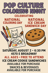 "Chill Night" - Coloring & Ice Cream Cookie Sandwiches @ Poppin' Off