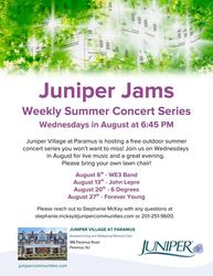 Juniper Jams: Summer Concert Series at Juniper Village at Paramus!