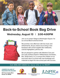 Join Us for Our Annual Back-to-School Drive! Hosted by Juniper Village at Washington Square