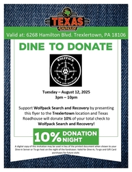 Wolfpack Search & Recovery Dine to Donate