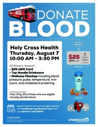 Blood Drive at Holy Cross Health on August 7
