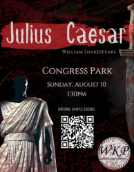 Will Kempe's Players present Shakespeare's Julius Caesar in Congress Park