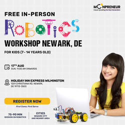 In-Person Free Robotics/Math Workshop for Kids at Newark, DE  (7-14)