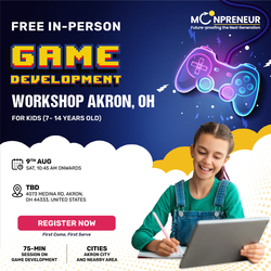 In-person Free Game Development Workshop For Kids at Akron, OH (7-14yrs)