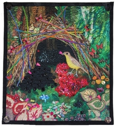 Wild Hearts Gallery presents Judith Roderick’s Art Quilts “Bowerbirds”