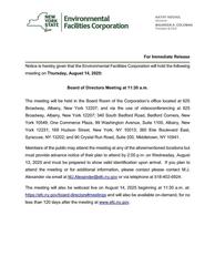 August Meeting of the New York State Environmental Facilities Corporation's Board of Director