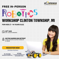 In-Person Free Robotics/Math Workshop for Kids at Clinton Twp, MI  (7-14)