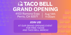 Chance to win an exclusive Taco Bell pickleball set at Taco Bell Perris, CA grand opening!