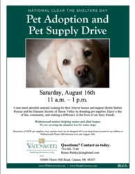 Pet Adoption and Supply Drive at Waltonwood Cherry Hill