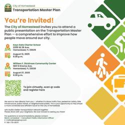City of Homestead Seeks Community Input on  Multi-Year Transportation Master Plan