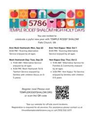 Celebrate 2025 High Holy Day Services with Temple Rodef Shalom