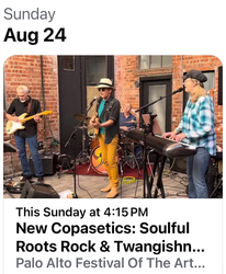 New Copasetics: Soulful Roots Rock & Twangishnes at Palo Alto Arts Fest Sun Aft, Aug 24 4:15-6:00