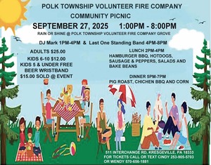 Polk Township Volunteer Fire Company, Community Picnic, Sept 27, 2025