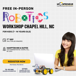 In-Person Free Robotics/Math Workshop for Kids at Chapel Hill, NC (7-14)