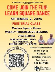 Learn to Modern Square Dance, Tuesday September 2, 2025 7-8:30pm FREE TRIAL CLASS