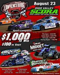 Lawrenceburg Speedway Saturday Night Racing! August 23rd -Midgets, Modifieds, Pro Stocks & FWD