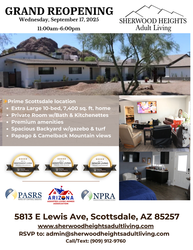 Grand Reopening of Sherwood Heights Adult Living – Sept. 17 in Scottsdale