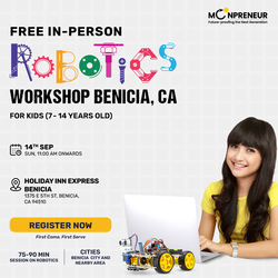 In-Person Free Robotics/Math Workshop for Kids at Benicia, CA (7-14)