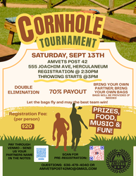 AMVETS Post 42 Cornhole Tournament - BYO Bags