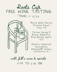 Free Wine Tasting at Roots Cafe