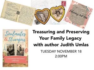 Treasuring and Preserving your Family Legacy with author Judith Umlas