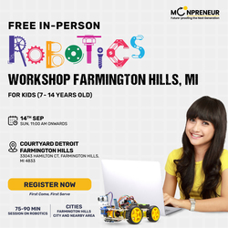 In-Person Free Robotics/Math Workshop for Kids at Farmington Hills (7-14)