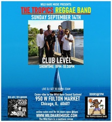 Wild Hare Music presents: The Tropics Reggae Band in the Club Level Sunday September 14th