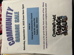 Fairgreen community garage sale 9/6/25 9:00 am