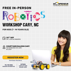 In-Person Free Robotics/Math Workshop for Kids at Cary, NC (7-14)