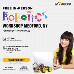 In-Person Free Robotics/Math Workshop for Kids at Medford, NY  (7-14)