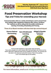 Food Preservation Workshop:  Tips and Tricks for Canning, Dehydrating, Freezing and Fermenting