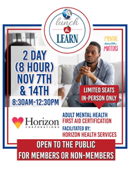 FREE Adult Mental Health First Aid Certification with Horizon Health Services