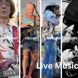 Weekend Live Music 4 days- cold drinks, great food, and shady views of the show.