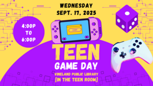 Teen Game Program, Ages 13-18, Wednesday, September 17, 4 to 6 p.m.