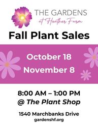 Fall Plant Sale at The Gardens at Heather Farm – October 18, 8:00 AM - 1:00 PM