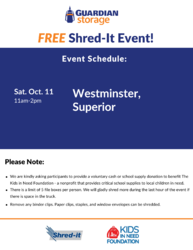 Guardian Storage 2025 Free Fall Shred-It Event