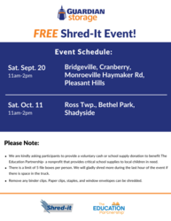 Guardian Storage 2025 Free Fall Shred-It Event