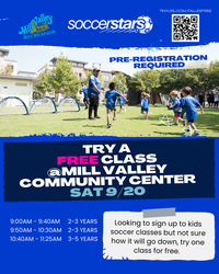 FREE SOCCER CLASS ALERT FOR MILL VALLEY FAMILIES!