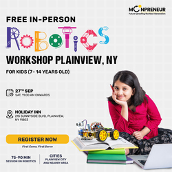 In-Person Free Robotics/Math Workshop for Kids at Plainview, NY (7-14)