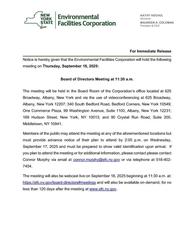 September Meeting of the New York State Environmental Facilities Corporation's Board of Directors