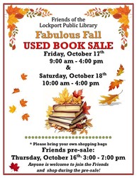 “FABULOUS FALL” USED BOOK SALE AT THE LOCKPORT PUBLIC LIBRARY