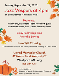 Jazz Vespers at The United Church of Westport & Weston