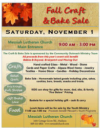 Messiah Lutheran Church - Craft & Bake Sale