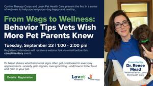 Complimentary Dog Health & Behavior Webinar: “From Wags to Wellness”