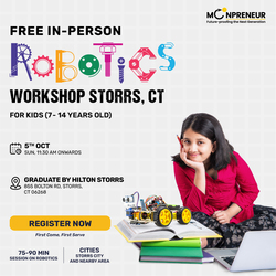 In-Person Free Robotics/Math Workshop for Kids at Storrs, CT (7-14)