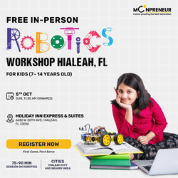 In-Person Free Robotics/Math Workshop for Kids at Hialeah, FL (7-14)