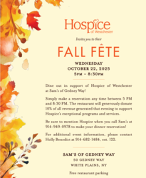 Hospice of Westchester Hosts Fall Fête at Sam’s of Gedney Way