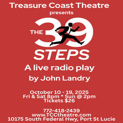 Treasure Coast Theatre presents the classic Hitchock mystery  "39 Steps: A Live Radio Play"