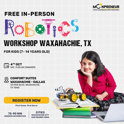In-Person Free Robotics/Math Workshop for Kids at Waxahachie, TX (7-14)