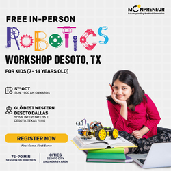 In-Person Free Robotics/Math Workshop for Kids at DeSoto, TX (7-14)